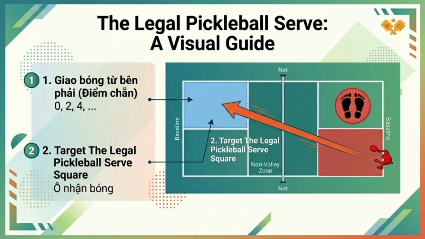 luật phát bóng pickleball