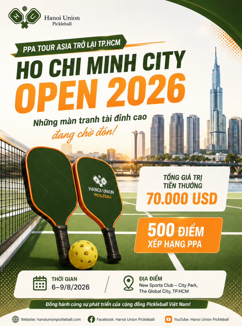 PPA Tour Asia trở lại TP.HCM với giải đấu Ho Chi Minh City Open 2026
